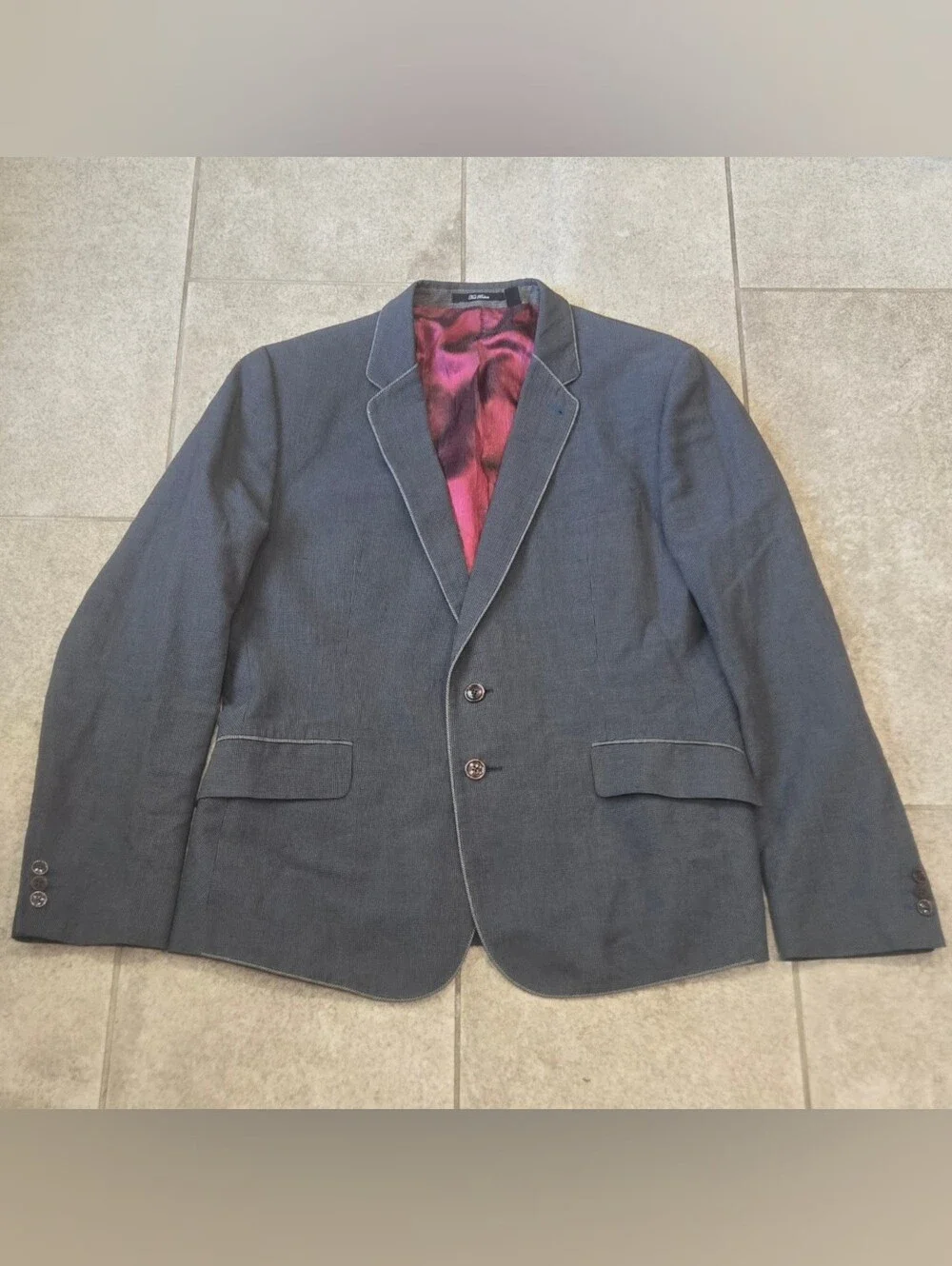Ted Baker Linen Cotton Blend Blazer Gray Sz 5/42R Smart Casual